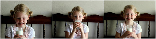 little girl sampling raw milk
