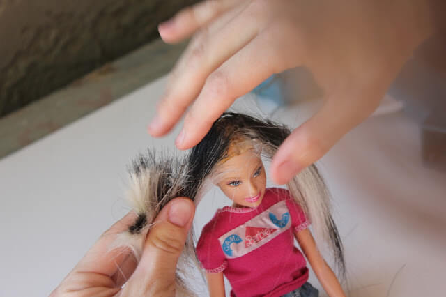 How to Fix ruined Barbie hair.