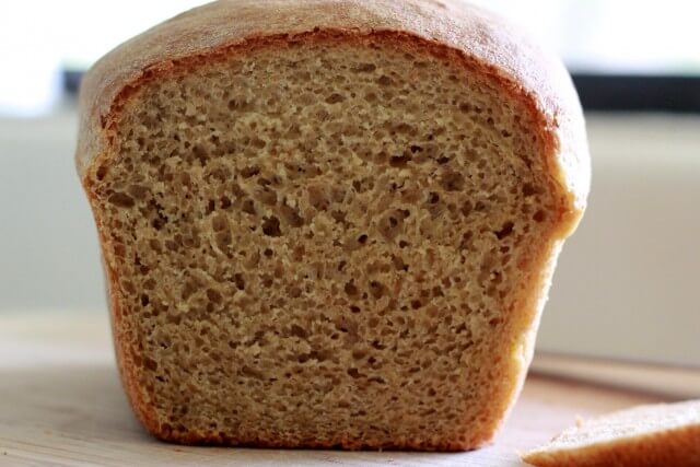 cross cut section of homemade whole wheat bread