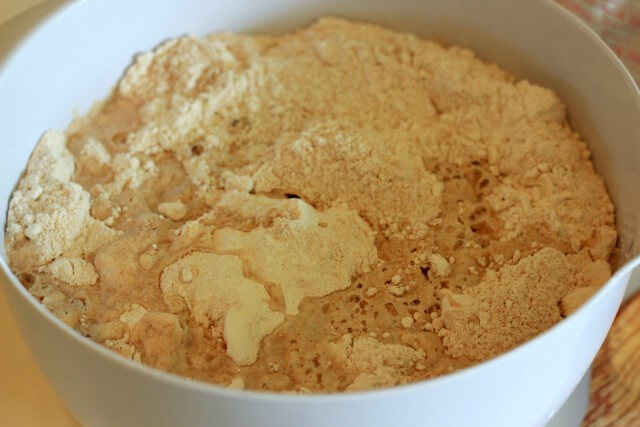 flour mixed with an acidic medium in a bowl