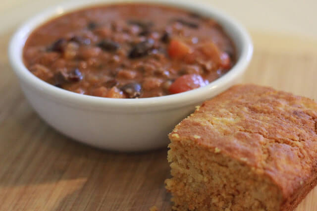 Beef Chili &amp; Soaked Cornbread