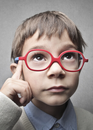 child in glasses