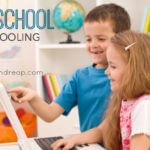 Kids doing homeschooling work