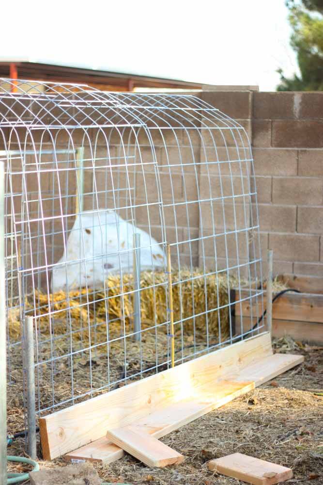 closeup of a newly made trellis and raised garden box combo