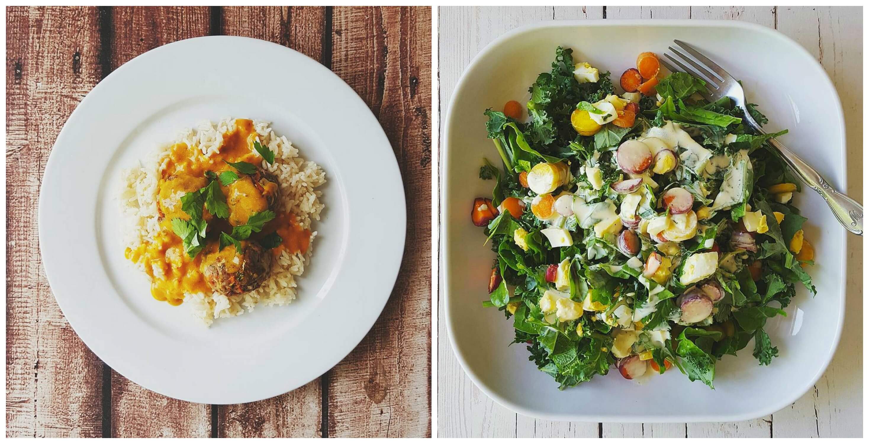 collage of two plates of plant based food