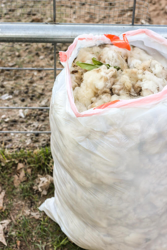 densely packed garbage bag full of wool