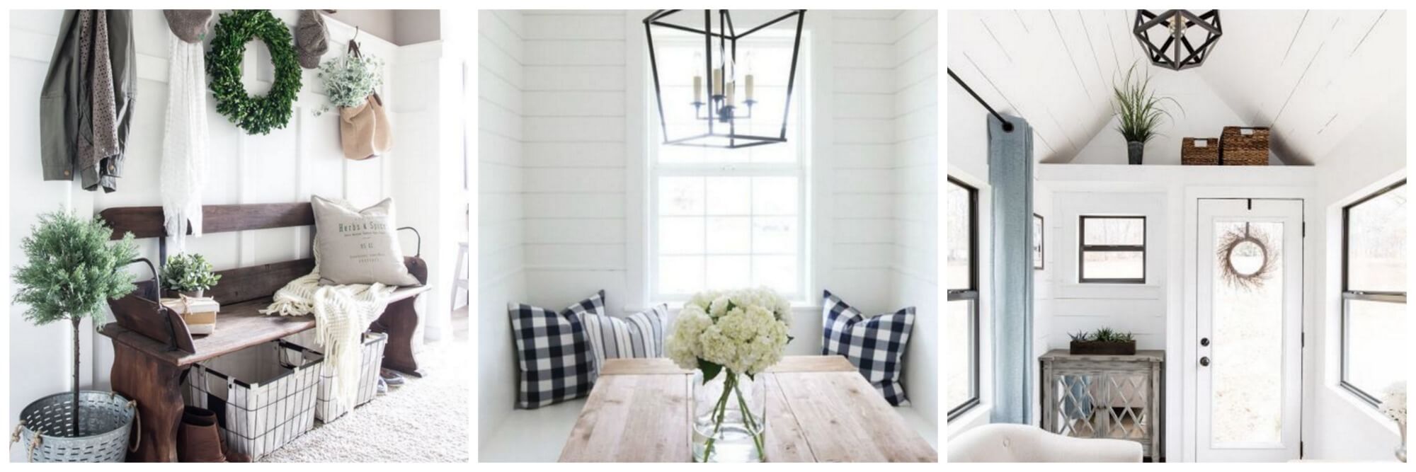 Three examples of a modern or classic farmhouse style
