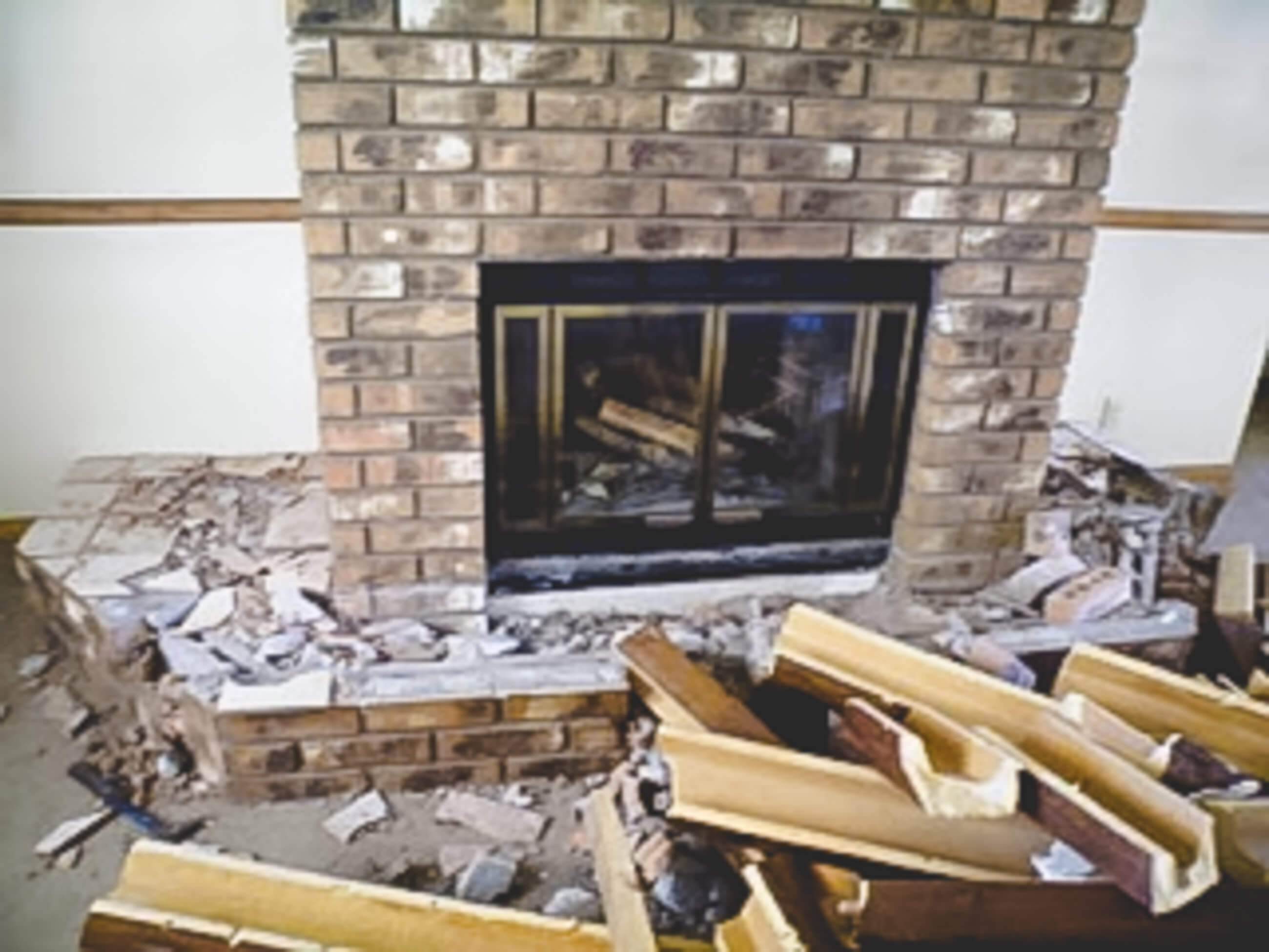 Removing seat around fireplace