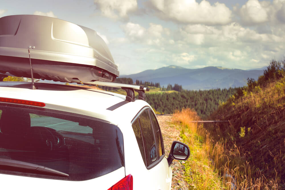 Car traveling on mountain road